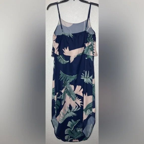 Summer Adjustable Spaghetti Strap Ruffle Split Beach Tropical  Maxi Dress Small - Picture 6 of 12